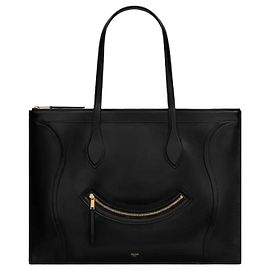 Céline Flat Cabas New Luggage Cuir de Veau Verni Black Noir