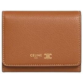 Céline Cartera de cuero granulado Marrón Castaño