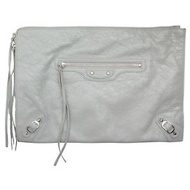 Balenciaga Motor Clutch Hellgrau Braun
