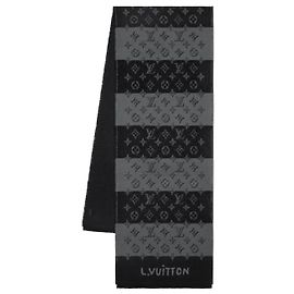 Louis Vuitton Cachecol Monogram Heritage Black Preto
