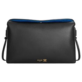 Céline Borsa Tote e a tracolla da donna Trio Flap in pelle di agnello morbida nera Nero