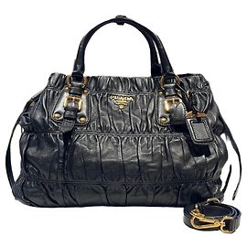 Prada Napa Goffre Leder Tote Bag Schwarz Schwarz