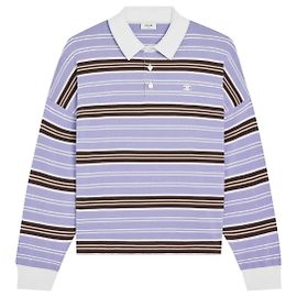 Céline Pull Polo en Coton Rayé Lilas Brown Marron