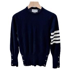 Thom Browne Kaschmir-Strickpullover für Damen Navy Blau