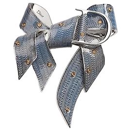 Louis Vuitton Guilloché Brosche Messing Silber-Gold-Finish, Blaues Harz Blau