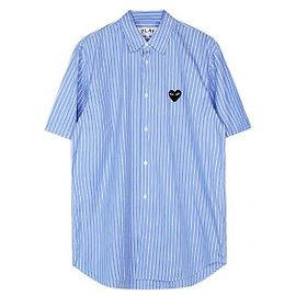 Comme Des Garcons Camicia a maniche corte con patch cuore nero Blu