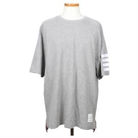 Thom Browne Camiseta de manga corta a rayas de algodón Gris Castaño