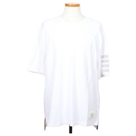 Thom Browne Baumwoll-T-Shirt mit diagonalem Armband, kurze Ärmel, Weiß Weiß
