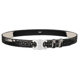 Céline Triumph Belt Crocodile Embossed Calfskin Black Black