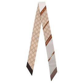 Gucci Pañuelo cinta de seda estampado Castaño