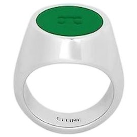 Céline Triomphe Siegelring aus messing mit rhodiniertem Lackfinish Silver Racing Green Grün