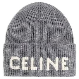 Céline Gorro de Lã e Cachemir Cinza Claro/Cinza Marrom