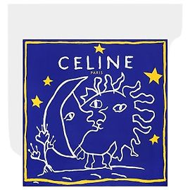 Céline Quadratisches Seidentwill-Tuch Blau/Weiß/Gelb Blau