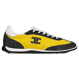 Céline Sneakers basse stringate Triomphe Racer in nylon, camoscio, vitello, pelle di vitello Yellow/Dark Gray Marrone