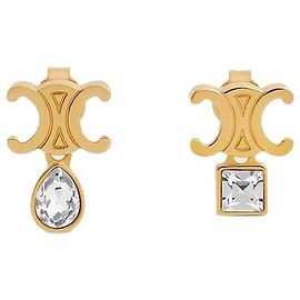Céline Orecchini Triomphe Twinkle Strass Ottone Finitura Oro D'oro
