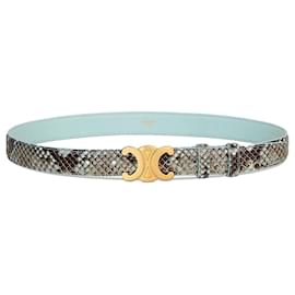 Céline Triomphe Belt Python Powder Blue Blue