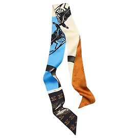 Céline Lavalier de sarga de seda Vanilla/Blue/Brown Azul