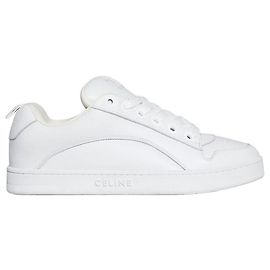 Céline Sneakers basse stringate Huntington Grain Leather Mesh Optic White Bianco