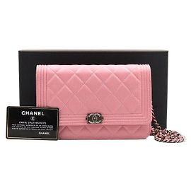 Borsa a tracolla Boy Chanel WOC in pelle rosa Rosa