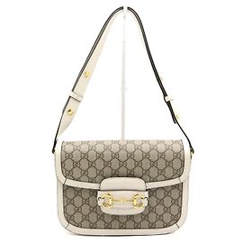 Gucci Borsa a tracolla Horsebit White GG Supreme Canvas Bianco