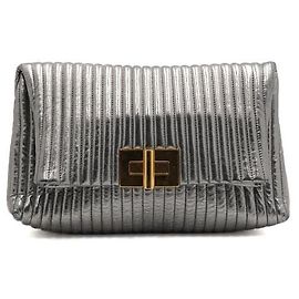 Tom Ford Faltbare Damen-Clutch Metallic-Silber Silber