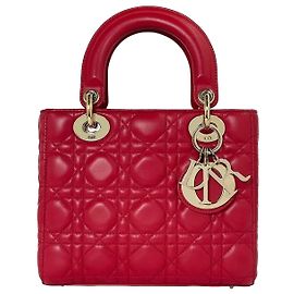 Dior Lady Bag Small Red Lambskin Red