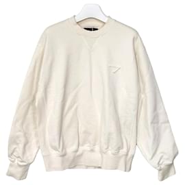 Prada Oversized Sweatshirt Triangle Logo Größe Weiß
