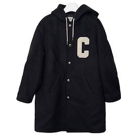 Céline Double Face Wool College Long Parka Black