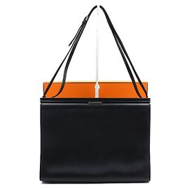 Hermès Borsa a tracolla Clic in pelle di vitello Evergrain nera e indaco Nero