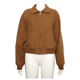Hermès Wool Brown Chaine d'Ancre Women's Jacket Season Brown