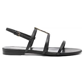 Saint Laurent Leather New Cassandra Sandals Black