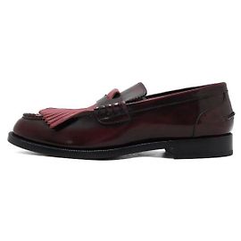 Burberry Mocasines de cuero con flecos en color burdeos Roja