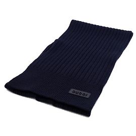 Gucci Dunkelblauer Wollstrickschal mit Initial-Logo für Herren Blau