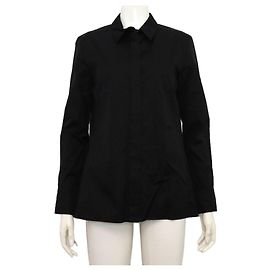 Hermès Camisa de algodón bordada negra para mujer Negro