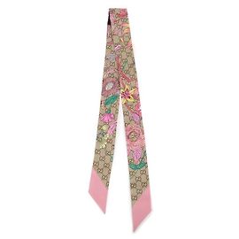 Gucci Cinta de seda estampada Castaño