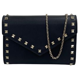 Valentino Borsa a tracolla Rockstud WOC Mini Pouch con catena Nero