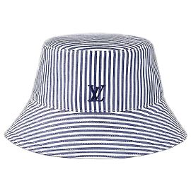 Louis Vuitton Reversible Striped Bucket Hat Navy Blue Blue