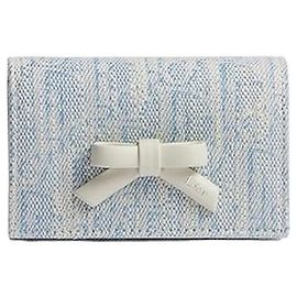 Dior Portafoglio Glysine Celeste Blue Oblique Washed Jacquard Blu