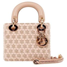Dior Mini Bolsa Lady em Cetim Rosa Rosa