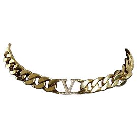 Valentino Colar Choker com Logótipo em Ouro e Cristais para Mulher Multicor
