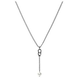 Dior Collana Verticale CD Silver con Goccia di Perla Argento