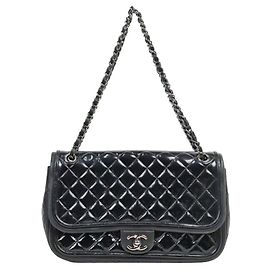 Chanel Bolsa de Ombro Timeless em Verniz Preto Preto