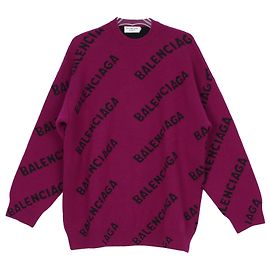 Balenciaga Lila Strick mit Allover-Logo-Muster Lila