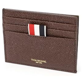 Thom Browne Pebble Grain Note Compartment Single Card Holder Brown