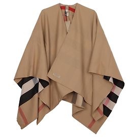Burberry Check Reversible Wool Women's Cape Poncho Brown Brown
