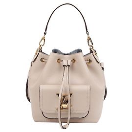 Louis Vuitton mala bucket em couro granulado Cinza Marrom