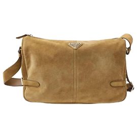 Prada Borsa a tracolla in camoscio marrone Marrone