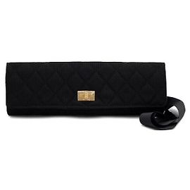 Chanel Black Canvas Multi Pouch Case Clutch Bag Black