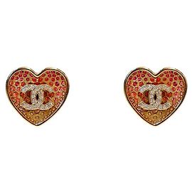 Chanel Pendientes de corazón degradado Roja