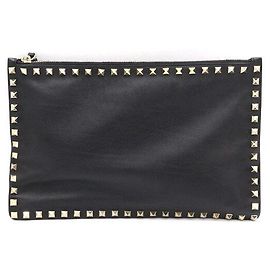 Valentino Clutch Rockstud da donna in pelle nera Nero
